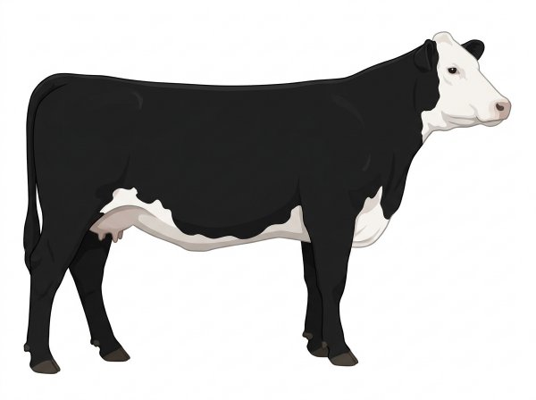 Black with a white face and white in large patches MaineTainer Cow