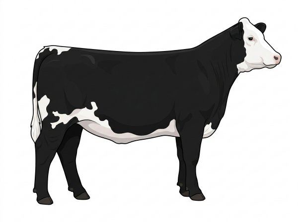 Black with a white face and white in large patches MaineTainer Heifer