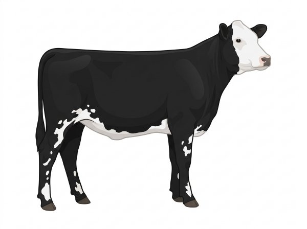 Black with a white face and white spots MaineTainer Heifer
