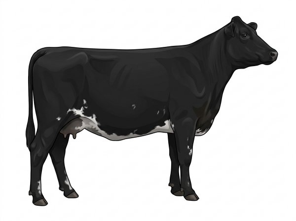 Black with ticking in the white MaineTainer Cow
