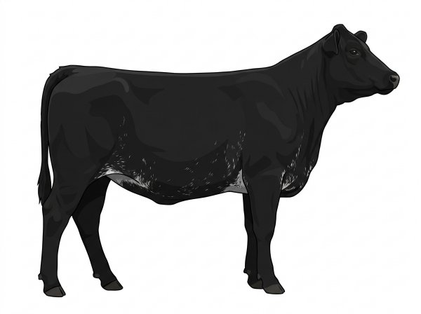 Black with ticking in the white MaineTainer Heifer