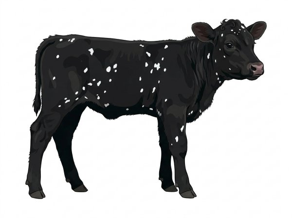 Black with white spots MaineTainer Bull