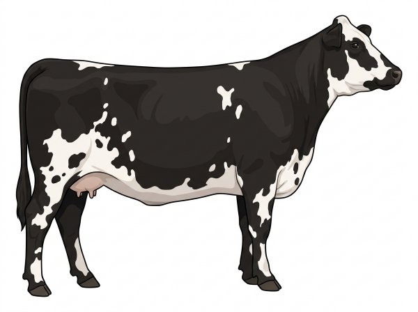 Black with white spots MaineTainer Cow