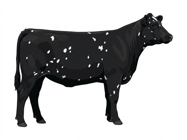 Black with white spots MaineTainer Heifer