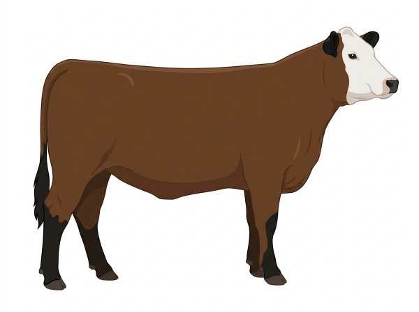 Brown with black points and a white face MaineTainer Heifer