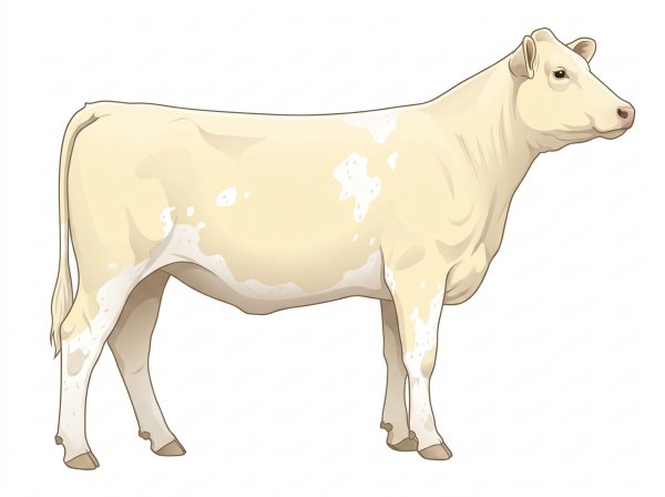 Cream with a few white spots and ticking in the white MaineTainer Heifer