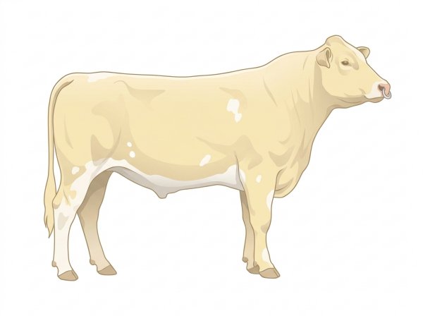 Cream with a pale muzzle ring and lighter underline and a few white spots MaineTainer Bull