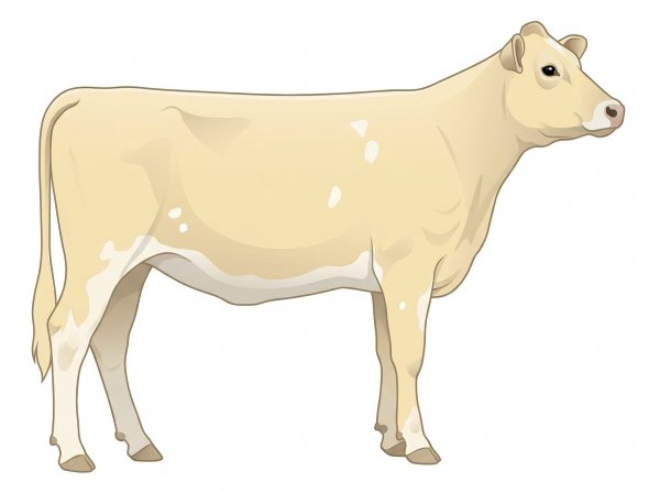 Cream with a pale muzzle ring and lighter underline and a few white spots MaineTainer Heifer