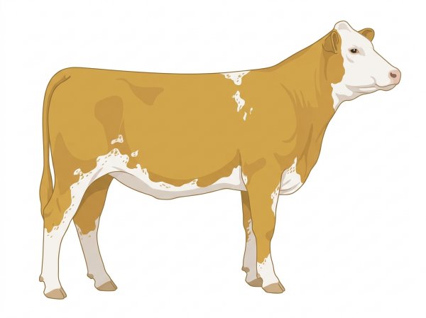 Gold with a white face, a few white spots and ticking in the white MaineTainer Heifer