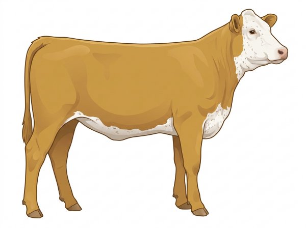 Gold with a white face and ticking in the white MaineTainer Heifer