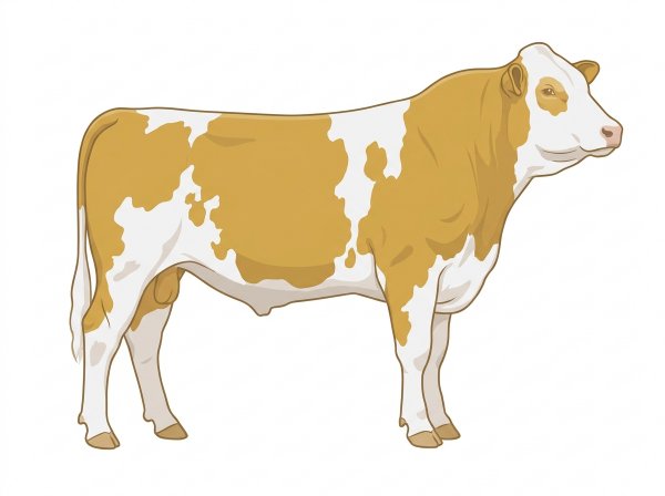 Gold with a white face and white in large patches MaineTainer Bull