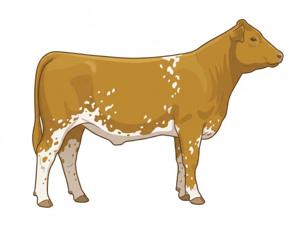Gold with white spots and ticking in the white MaineTainer Steer