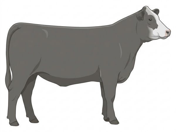 Gray with a partial white face MaineTainer Heifer