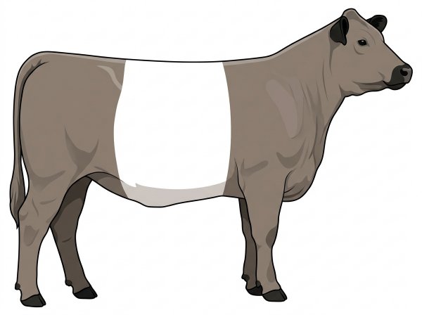 Gray with black points and a white belt around the midsection MaineTainer Heifer