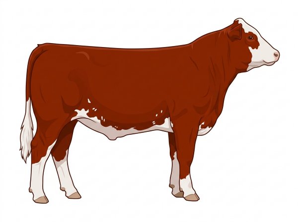 Red with a partial white face, a few white spots and ticking in the white MaineTainer Steer