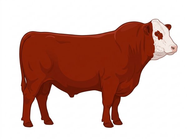 Red with a partial white face and ticking in the white MaineTainer Bull