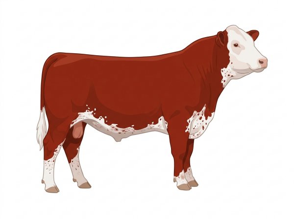 Red with a white face, white spots and ticking in the white MaineTainer Bull