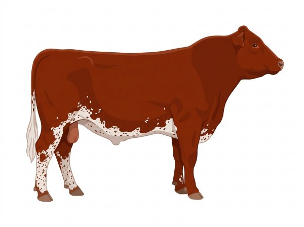Red with ticking in the white MaineTainer Bull