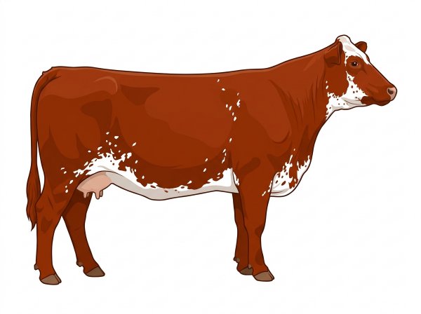 Red with ticking in the white MaineTainer Cow