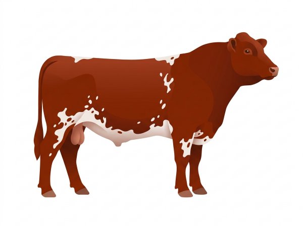 Red with white spots and ticking in the white MaineTainer Bull