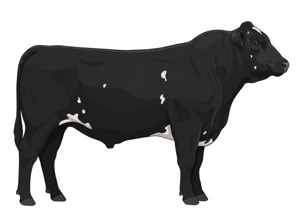 Black with a few white spots Purebred Maine-Anjou Bull