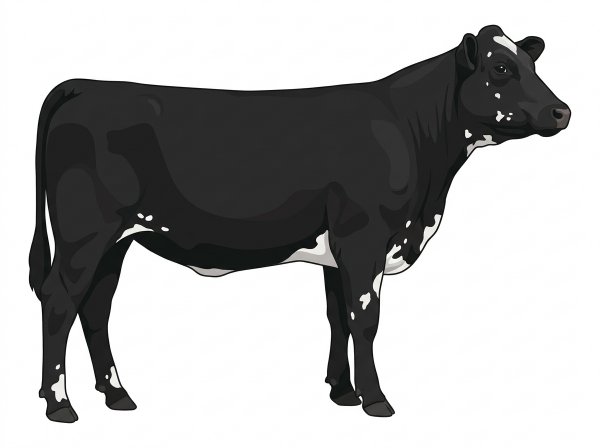 Black with a few white spots and ticking in the white Purebred Simmental Heifer