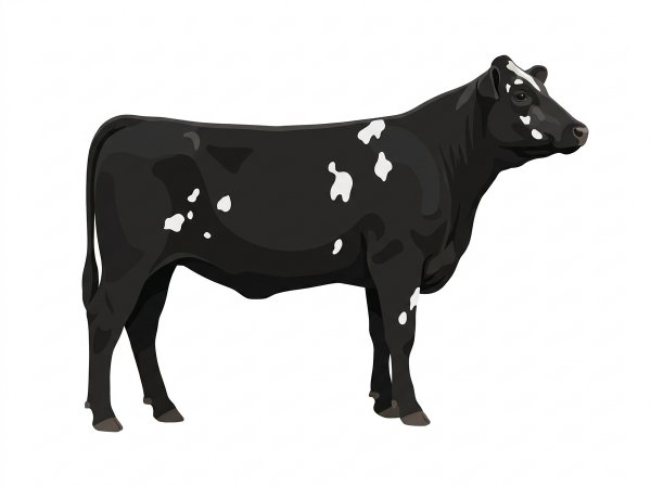 Black with a few white spots Purebred Simmental Heifer