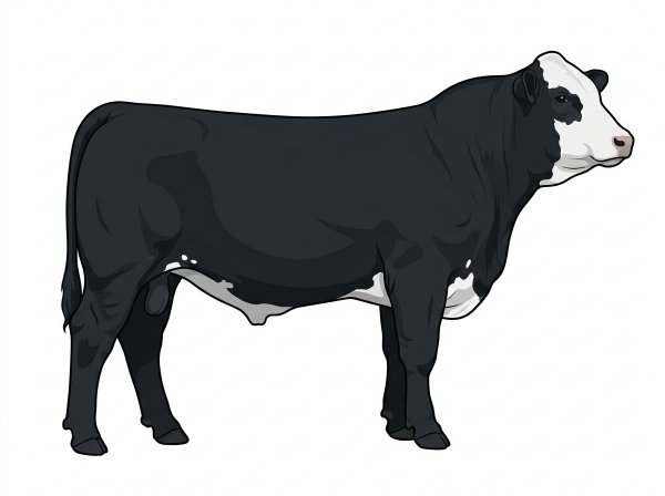 Black with a full white face, white brisket and underline and a few white spots Purebred Simmental Steer