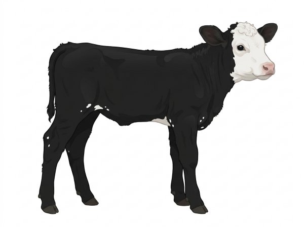 Black with a white face and a few white spots Purebred Simmental Bull