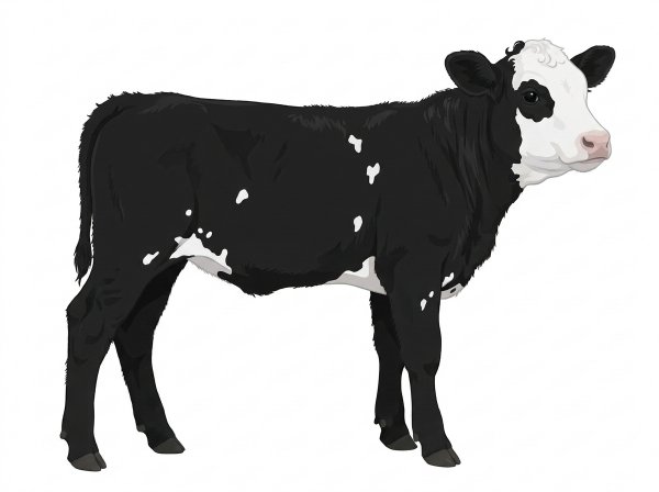 Black with a white face and white spots Purebred Simmental Heifer