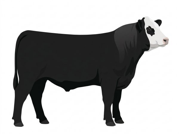 Black with a white face Purebred Simmental Steer