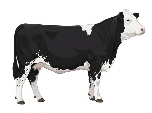 Black with a white face, white spots and ticking in the white Purebred Simmental Cow