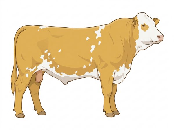 Gold with a full white face, white brisket and underline and white spots Purebred Simmental Bull
