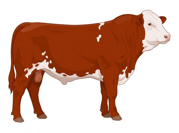 Red with a white face and white spots Purebred Simmental Bull