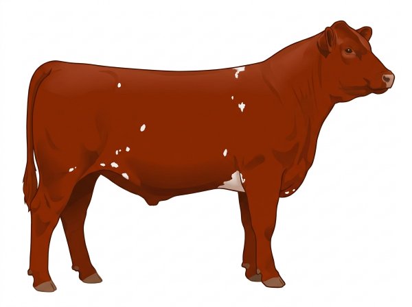 Red with a few white spots Red Angus Cross Steer