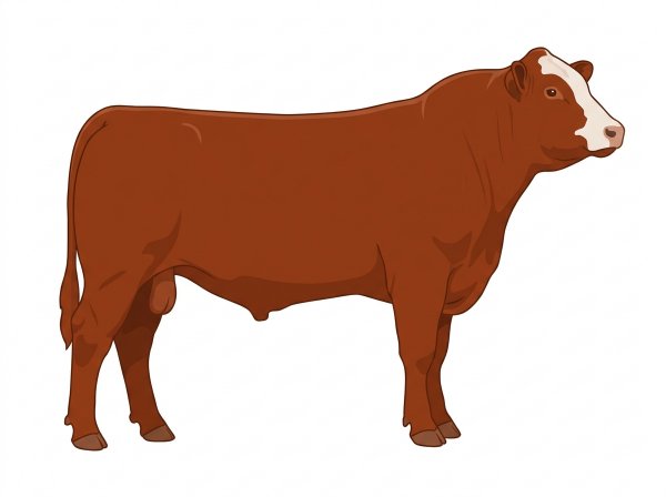 Red with a partial white face Red Angus Cross Bull