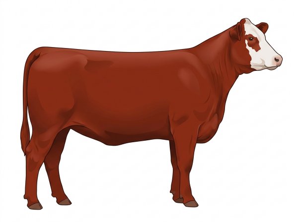 Red with a partial white face Red Angus Cross Heifer