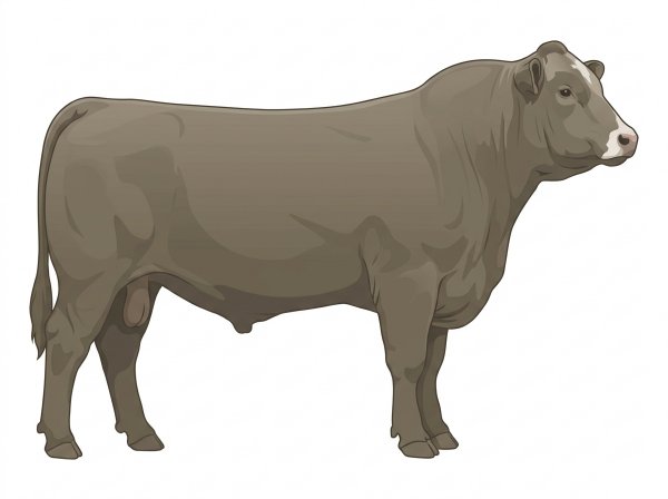 Smoky with minimal white face markings Red Angus Cross Bull