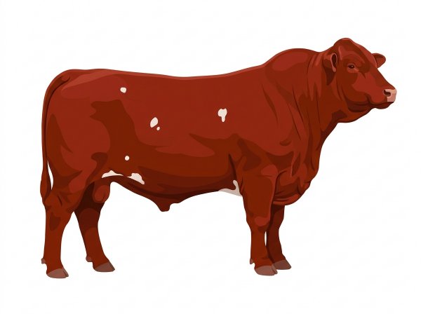 Red with a few white spots Santa Gertrudis Bull