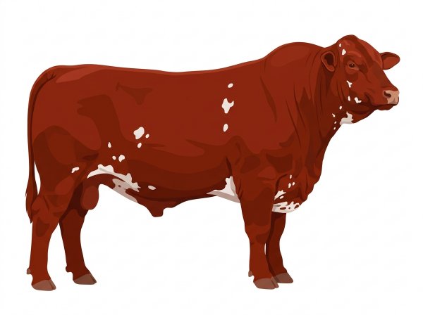 Red with white spots Santa Gertrudis Bull
