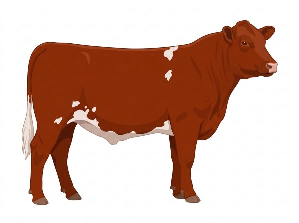 Red with a few white spots Shorthorn Cross Steer