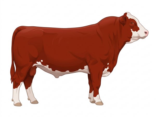 Red with a partial white face and a few white spots Shorthorn Cross Bull