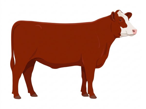 Red with a partial white face Shorthorn Cross Heifer