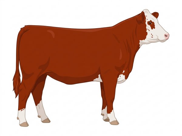 Red with a white face, a few white spots and ticking in the white Shorthorn Cross Heifer