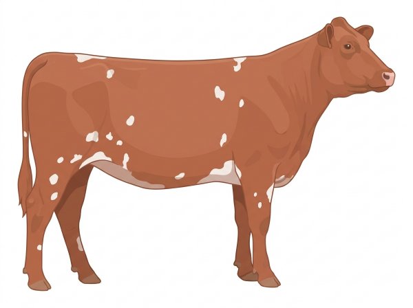 Light red roan with a few white spots Shorthorn Heifer
