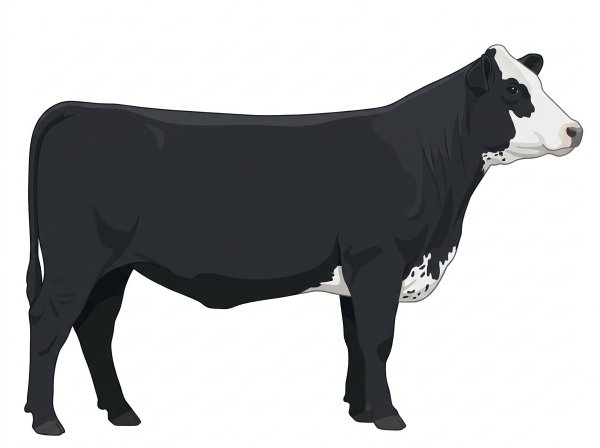 Black with a white face and ticking in the white Shorthorn Plus Heifer
