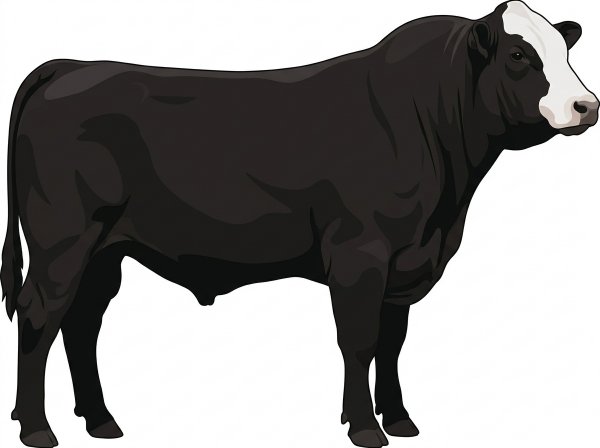 Black with a white face Shorthorn Plus Bull