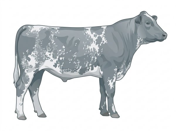 Heavy blue roan with a few white spots and ticking in the white Shorthorn Plus Steer