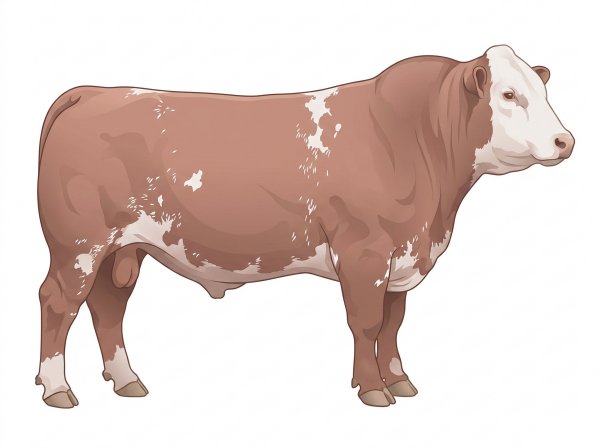 Heavy red roan with a white face and white spots Shorthorn Plus Bull