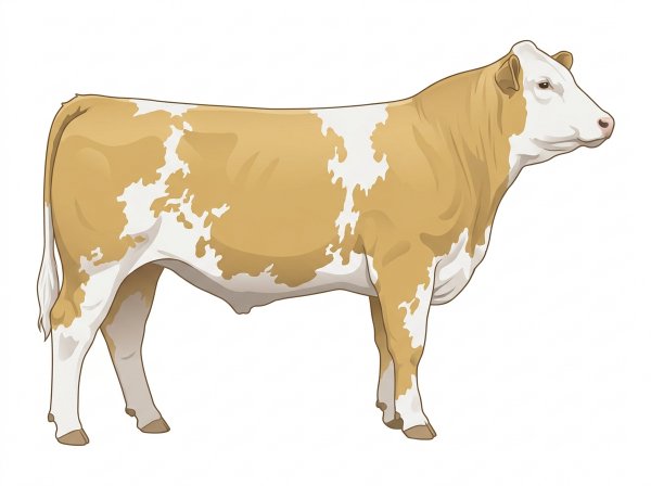 Light gold roan with a white face Shorthorn Plus Steer